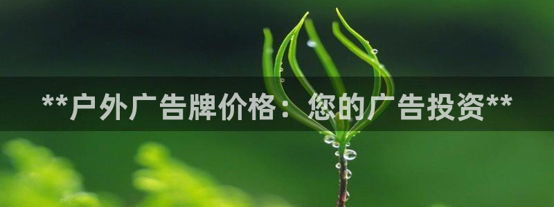 杏宇平台总代理：**户外广告牌价格：您的广告投资**